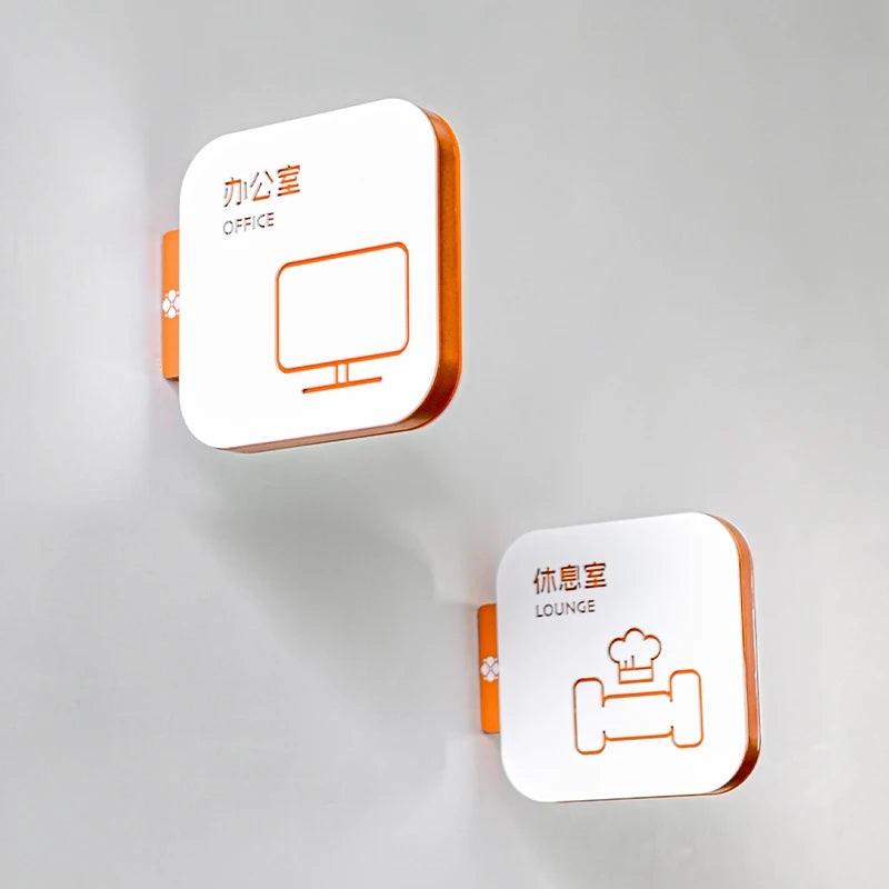 侧挂磁性门板卫生间标牌办公室门板双面内容磁性可更换设计易换