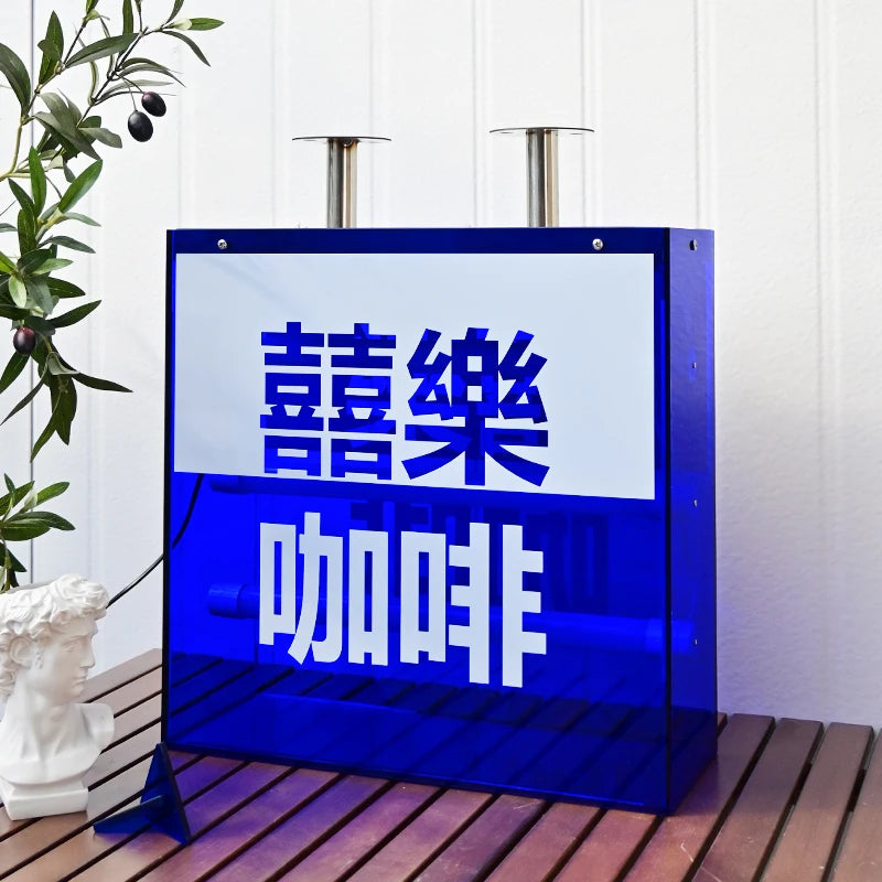 定制悬挂式亚克力灯箱,适用于餐厅、咖啡店、服装店、过道展示橱窗