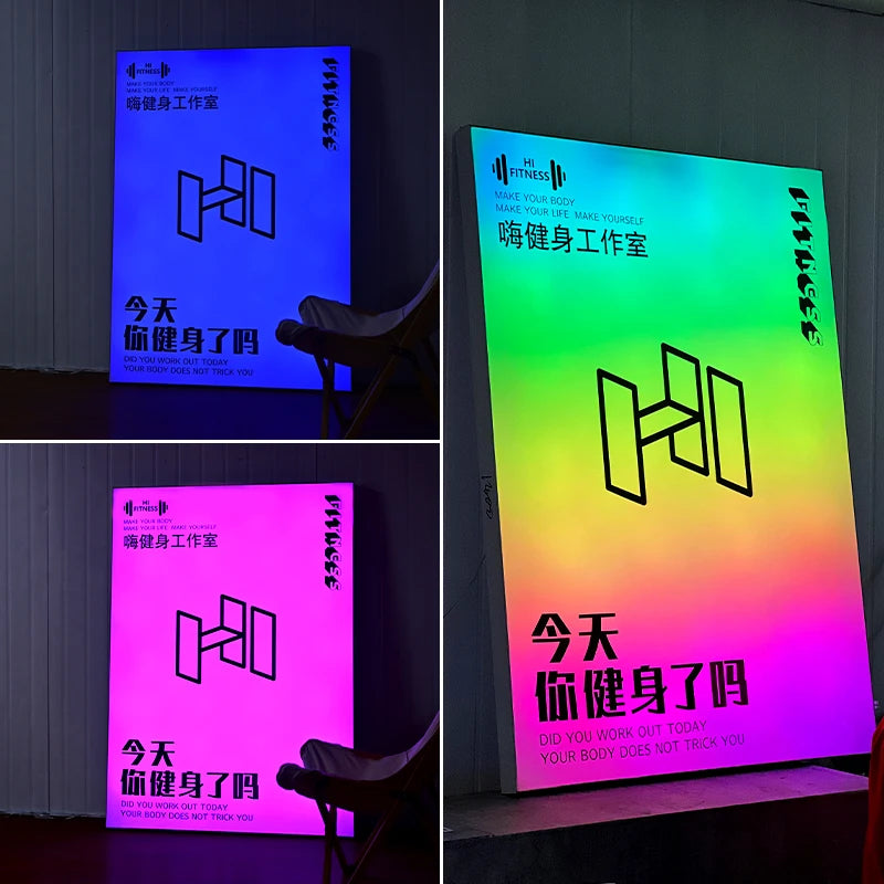 时尚方形软膜广告灯箱，带移动遥控器 & 动态RGB定制