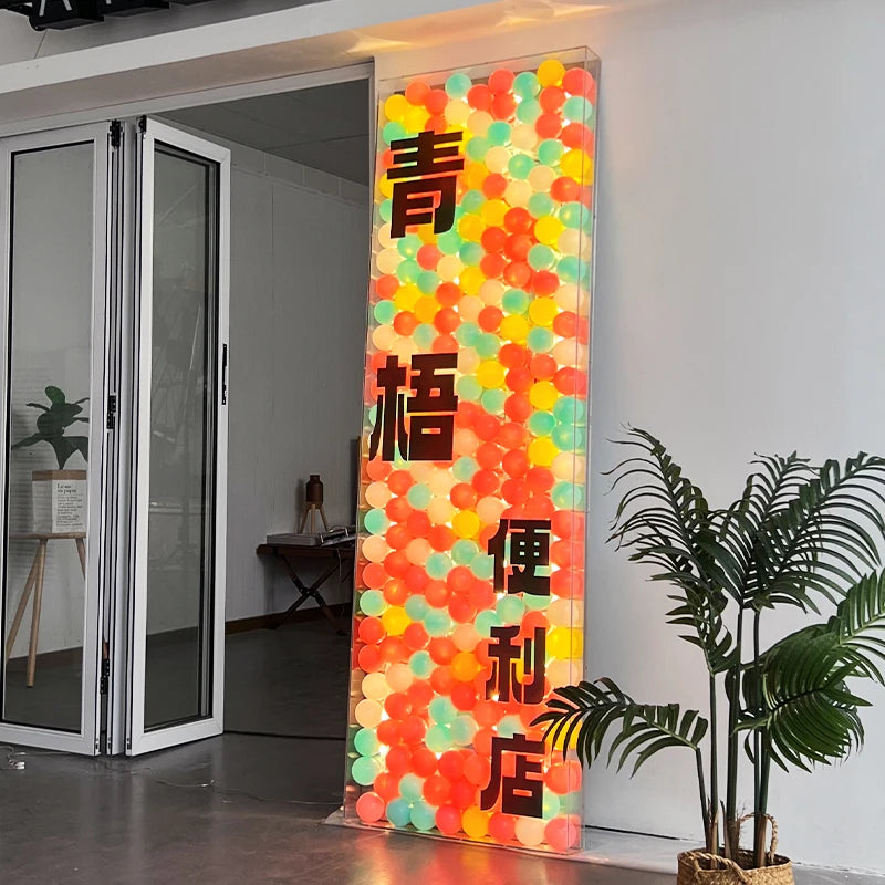 泡泡球灯箱广告牌定制彩色海洋球创意透明亚克力标牌