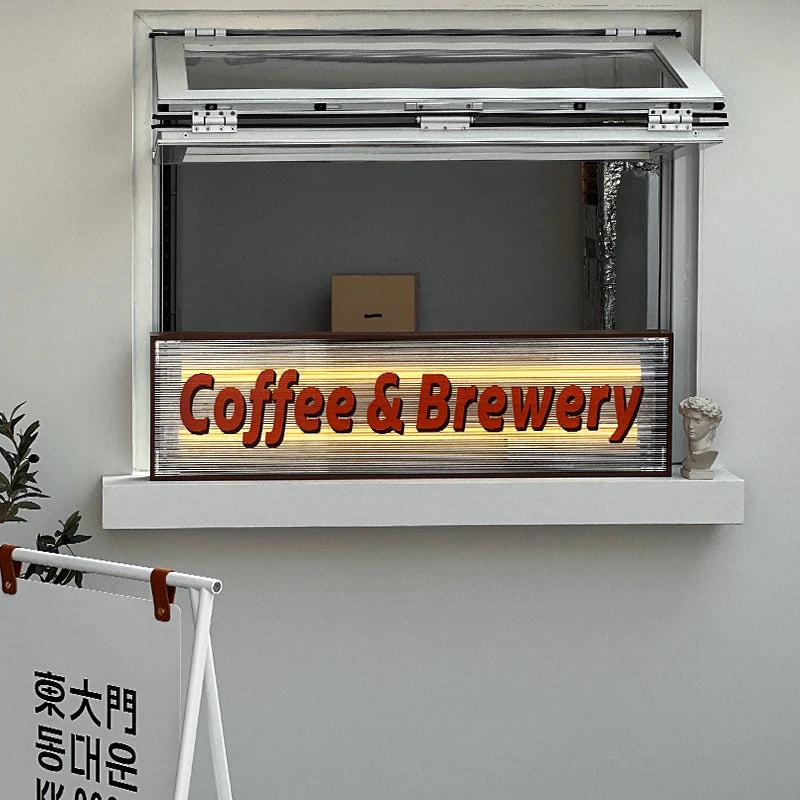 定制复古风格店面灯箱带波纹透明亚克力灯箱