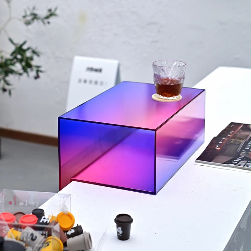 渐变色透明亚克力L型展示架品牌形象宣传广告亚克力盒