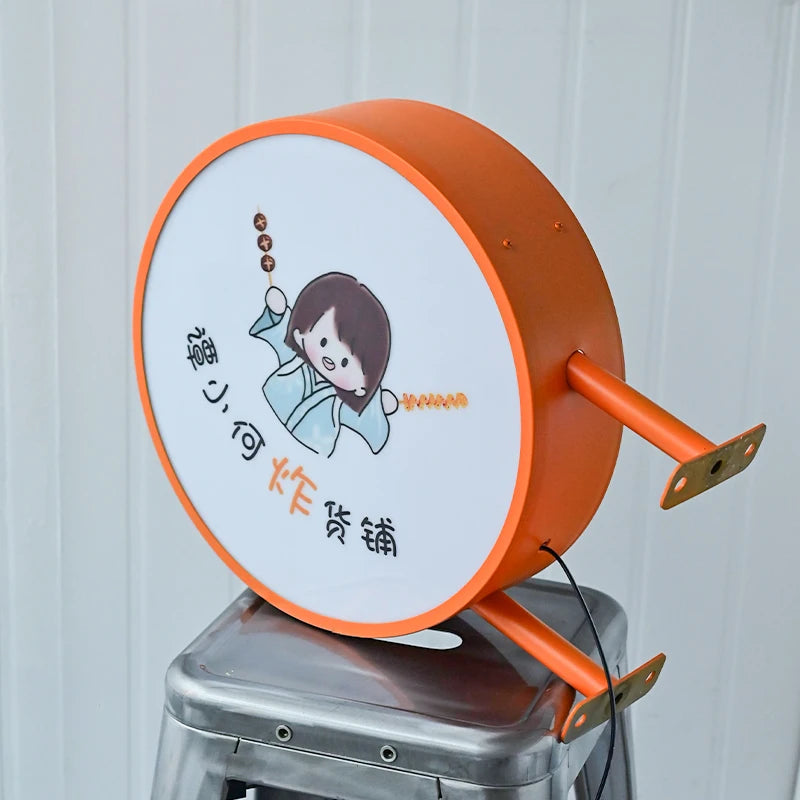 圆形侧挂亚克力灯箱，可定制，照明，双面内容，壁挂式标牌，灯箱