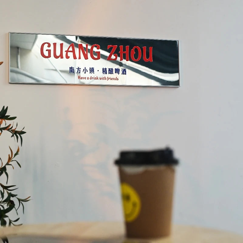 镜子不锈钢广告牌商店门牌定制复古门牌IG风格