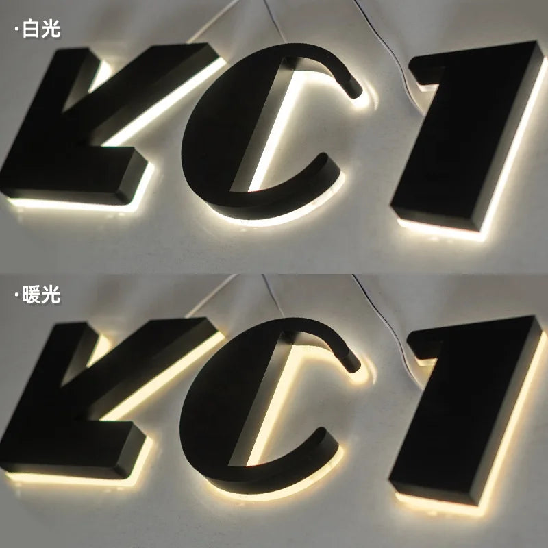 定制户外金属烤漆背光字母发光二极管照明字符标志