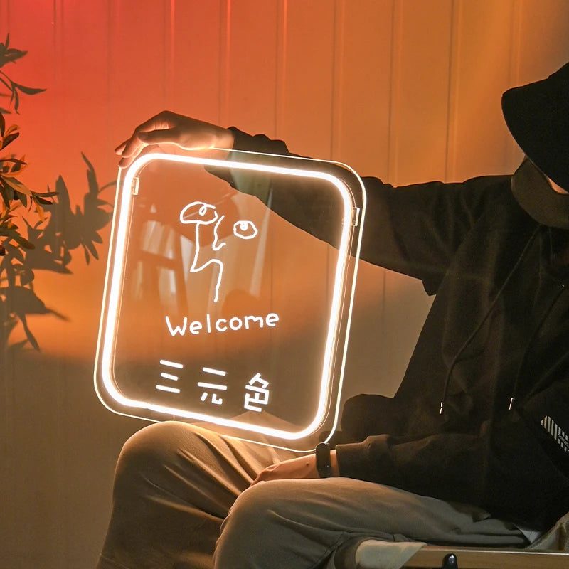 亚克力霓虹灯发光标牌商业街发光标牌LED玻璃门广告板