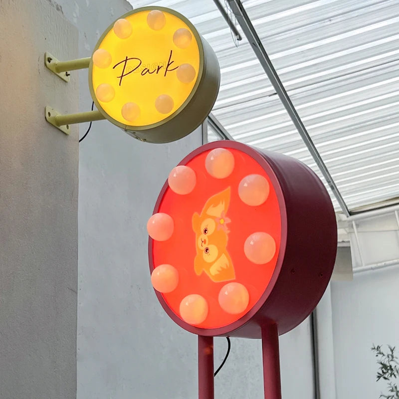 蛋糕店侧挂圆形双面灯箱创意泡泡球广告灯箱