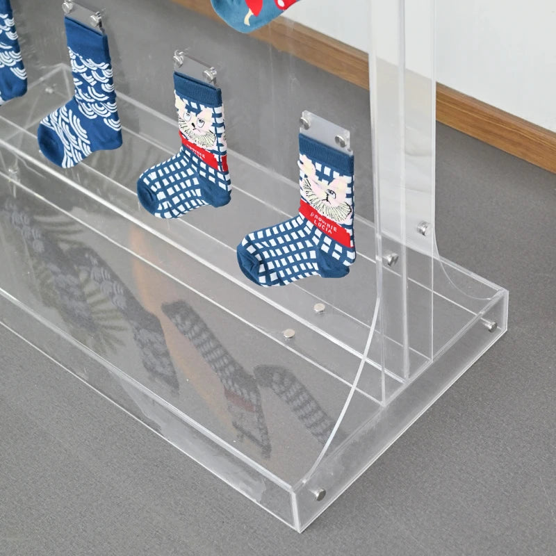 服装店，鞋店，袜架，透明亚克力挂板，落地展示道具定制