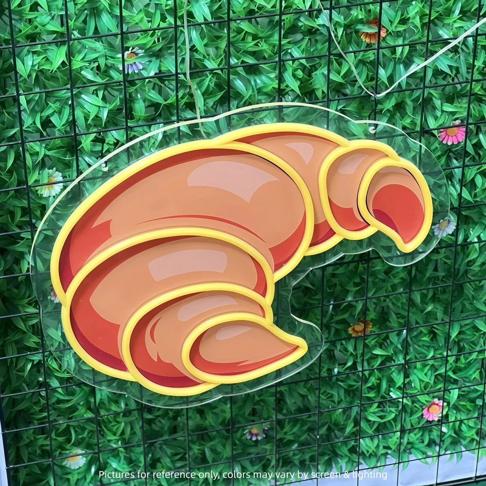 蛋糕店牛角面包背景墙装饰LED发光柔性霓虹灯广告定制