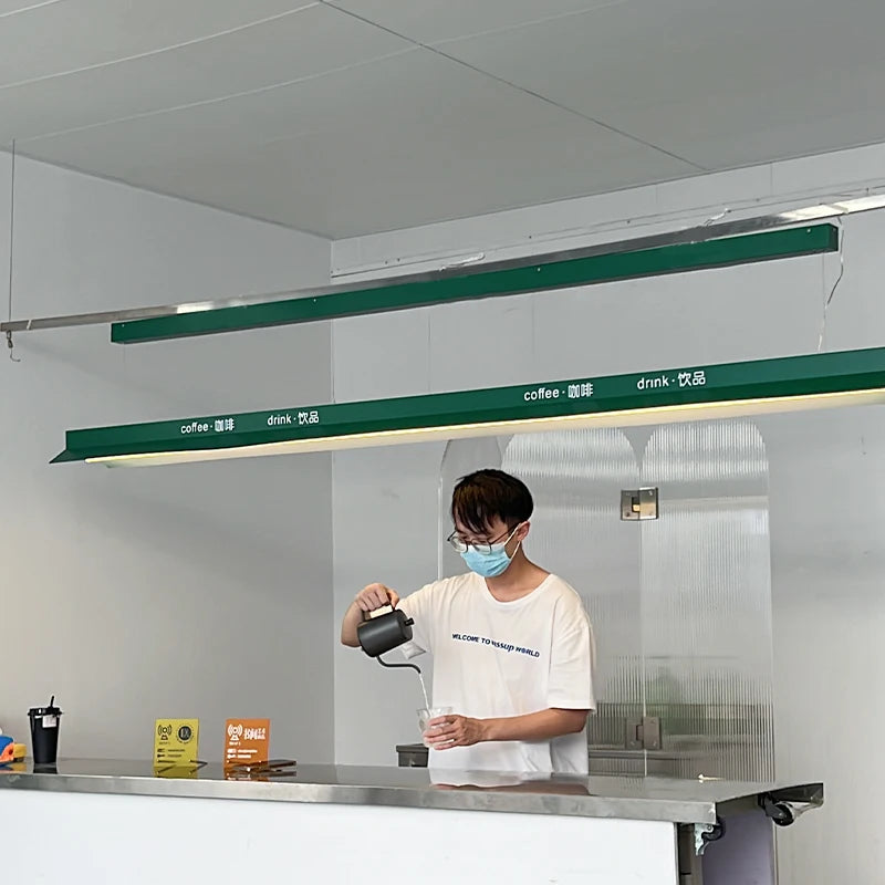 悬挂灯箱广告牌定制咖啡店酒吧顶灯收银机装饰照明简约复古风格