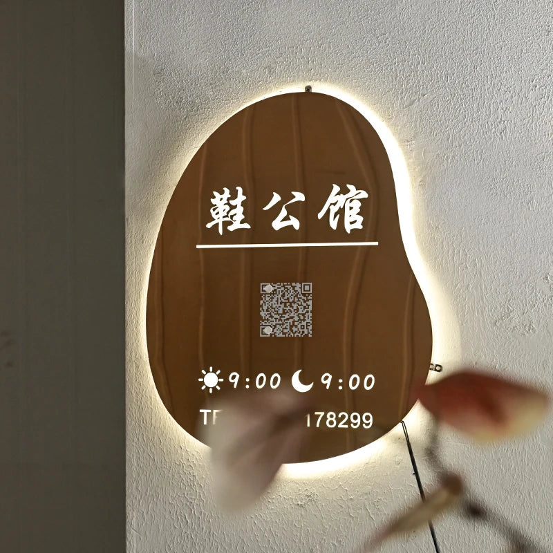 服装店店面照明广告牌镜子玫瑰金空心灯箱定制