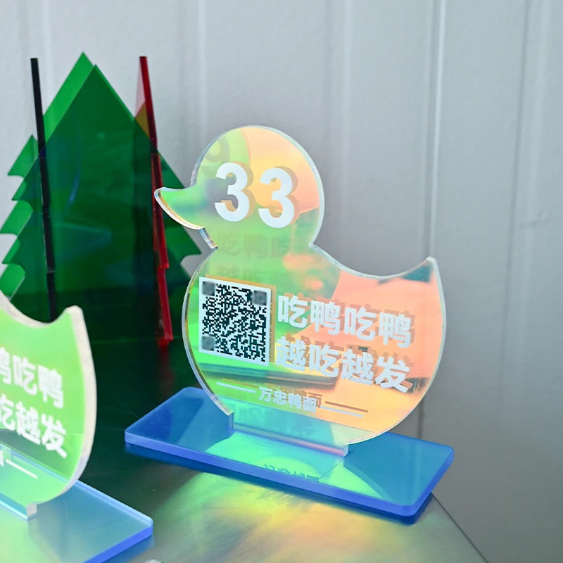 定制形状彩色亚克力桌面装饰摆件桌面号牌二维码标志