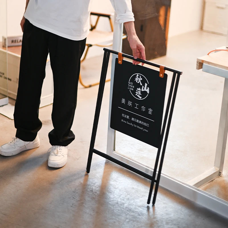 创意户外落地广告牌站牌入口处定制可折叠A字形双面展示架
