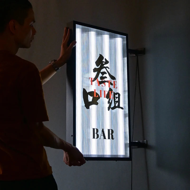 侧挂波纹亚克力灯箱双面照明标志标牌定制波纹亚克力广告牌