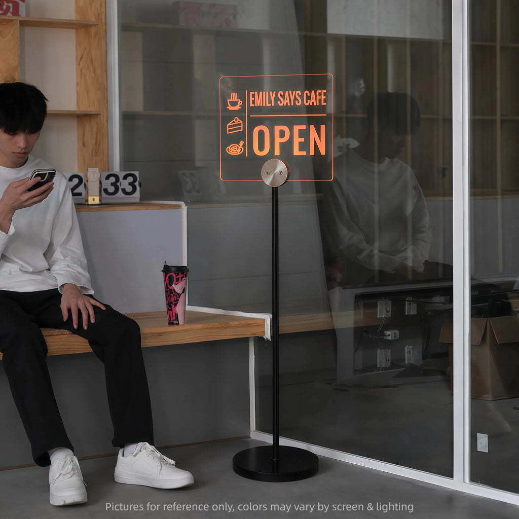 创意USB充电立式展示牌，亚克力雕刻导光发光提示牌定制