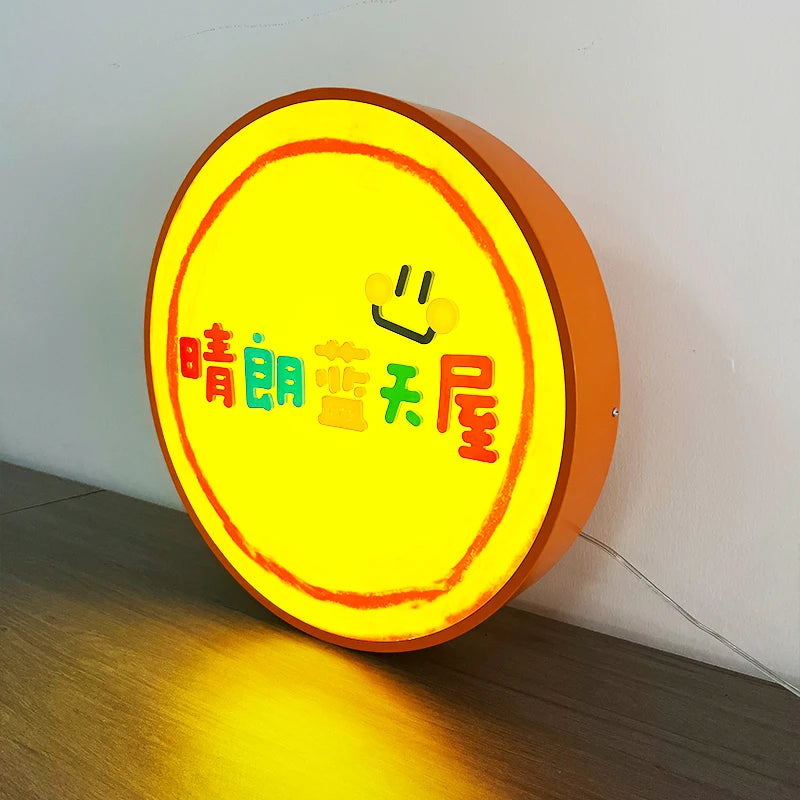 商用Logo不锈钢背挂圆形灯箱Logo广告Logo定制