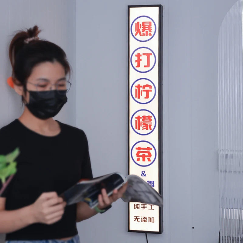 港式复古风格背挂高档亚克力3D立体人物灯箱广告牌定制