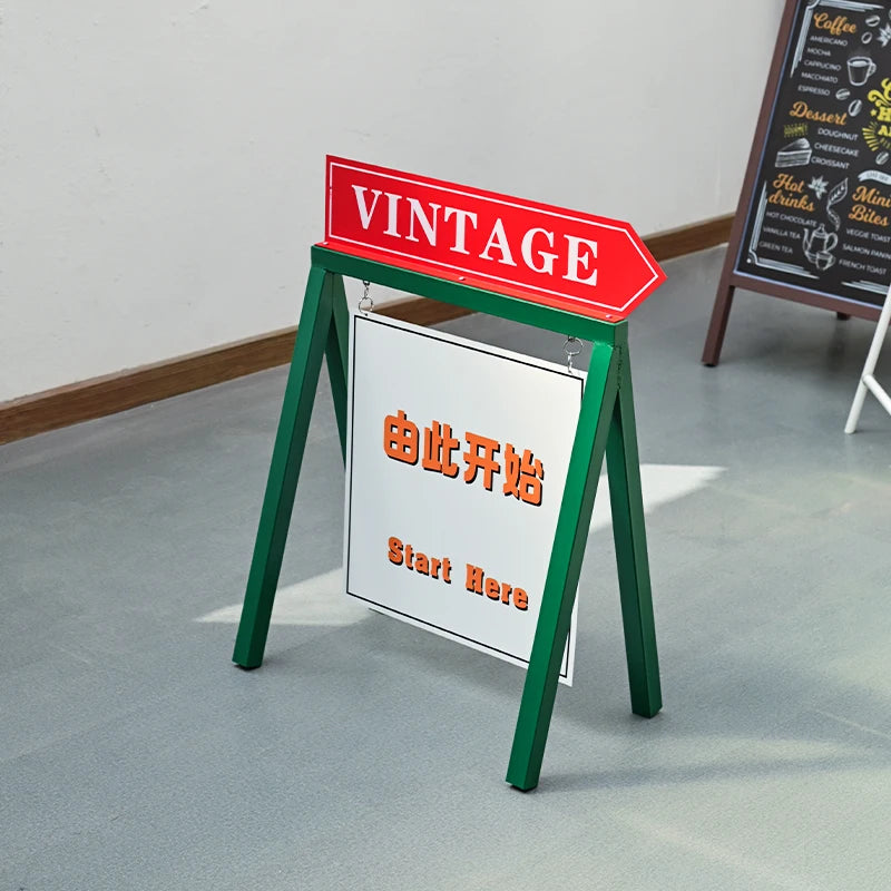 创意户外地板移动展示架个性化颜色碰撞设计彩色烤漆金属a型广告牌