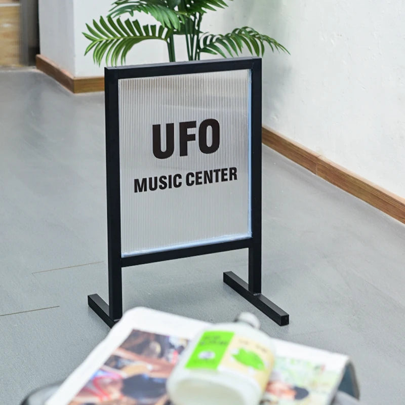 户外T型落地展示架 波纹亚克力展示板 广告定制