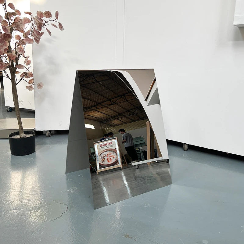定制60X40CM镜面不锈钢一体式双面A板地板展示板