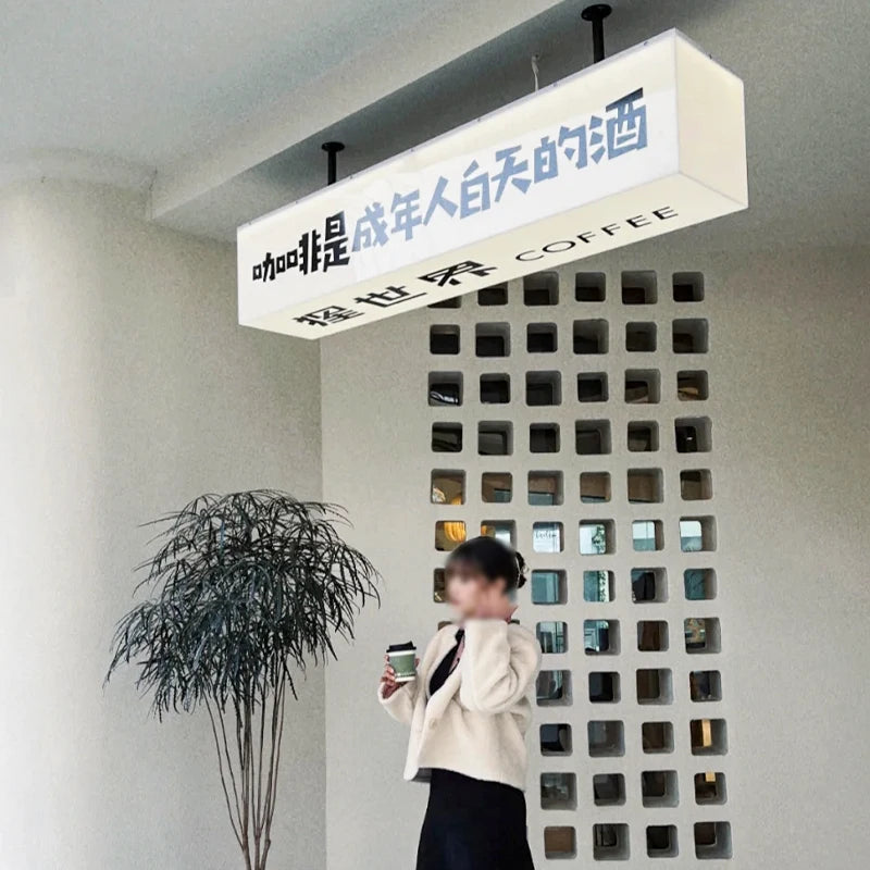 店铺室内大气装饰双面提示牌广告牌悬挂LED亚克力灯箱广告灯箱