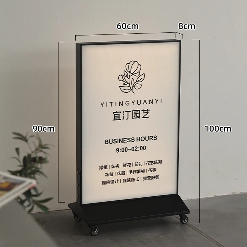 双面地板灯箱可充电可拆卸滑轮广告牌商店入口户外垂直标牌亚克力灯箱