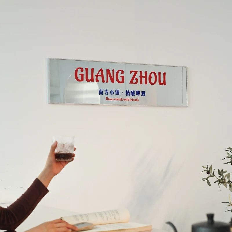 镜子不锈钢广告牌商店门牌定制复古门牌IG风格