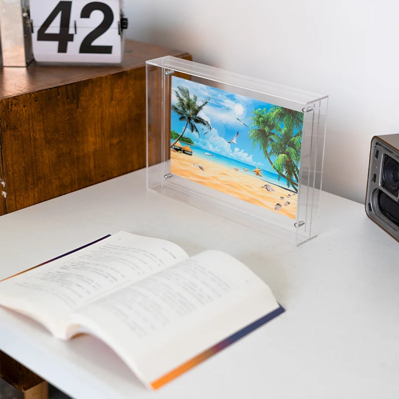 彩色亚克力框架展示，透明框架展示，A4照片海报安装框架，壁挂式定制