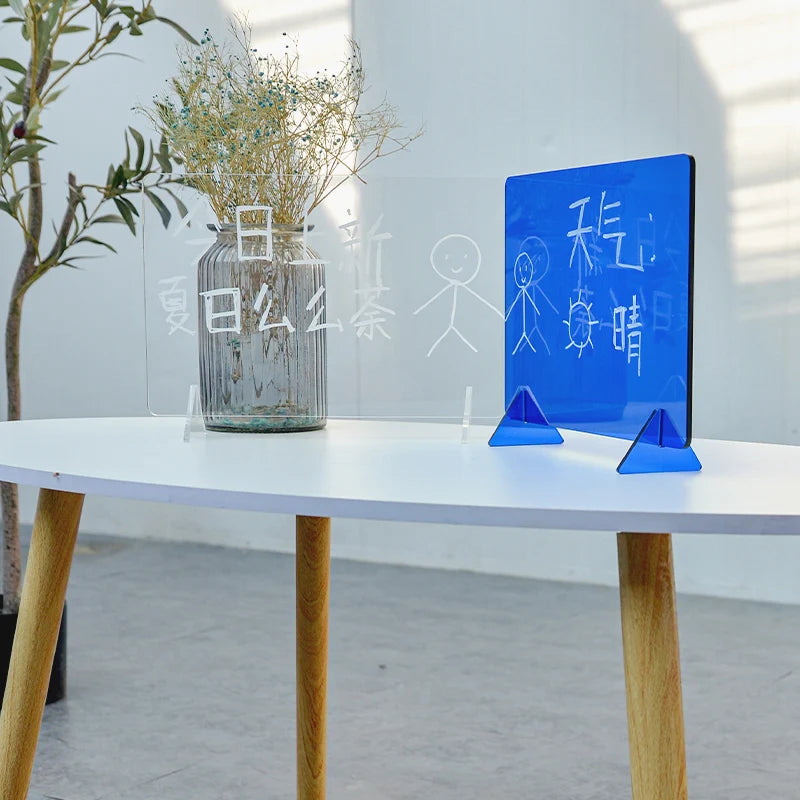 桌面亚克力手写板、留言板、记字板、带白板笔的可擦书写板