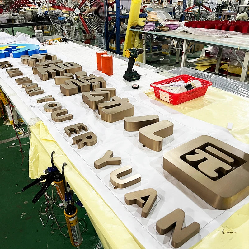 不发光不锈钢三维镂空字母3D广告logo定制