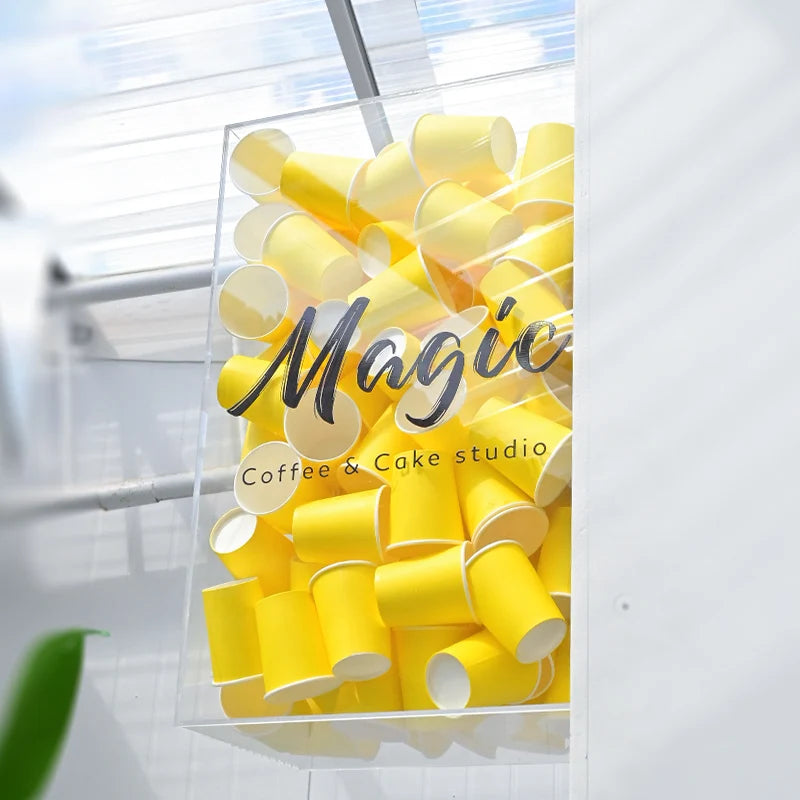 创意七彩纸杯灯箱侧挂亚克力发光标牌咖啡店奶茶店logo