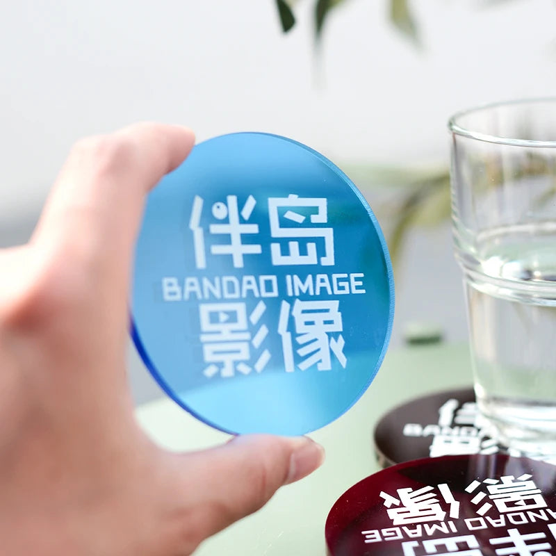 彩色丙烯酸杯垫定制，酒吧客人杯垫，咖啡店标志定制，彩色透明
