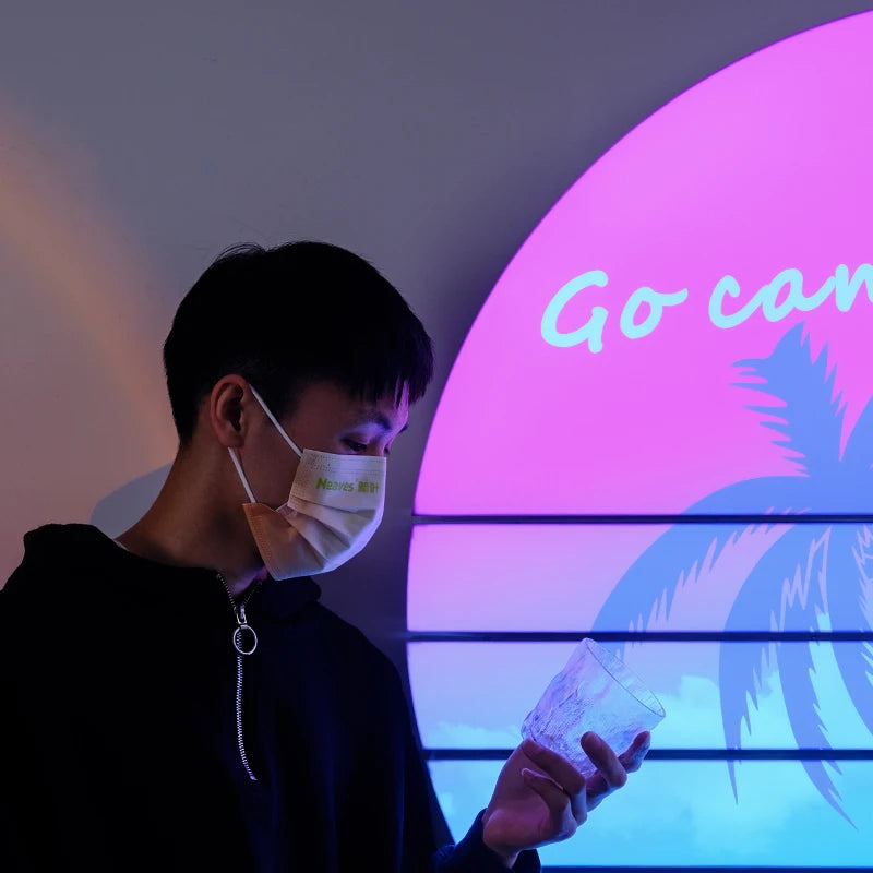 创意日落灯箱定制七彩渐变夜光日落背景氛围感灯箱