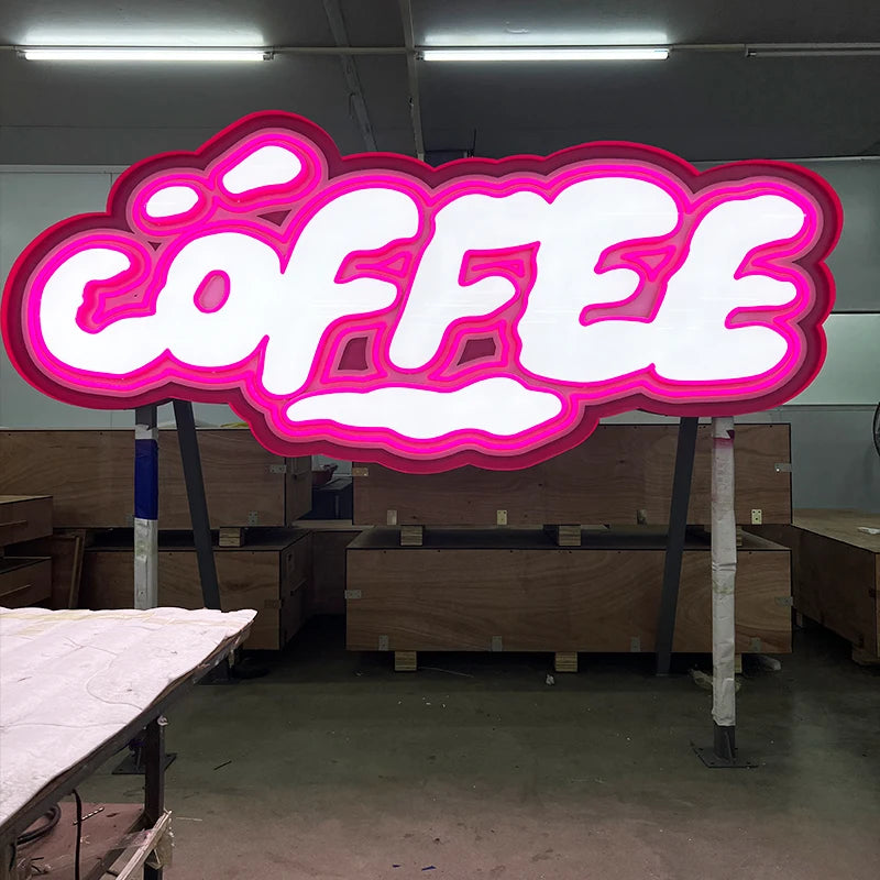 咖啡厅大型户外落地天花板创意广告发光字母logo广告logo定制