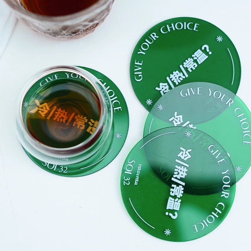 激光雕刻UV印刷3毫米亚克力杯垫，咖啡厅，酒吧，品牌店Logo，广告定制
