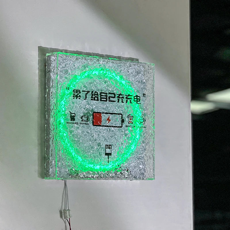 石材纹理亚克力灯箱创意圈彩色发光二极管照明标牌店铺标牌定制