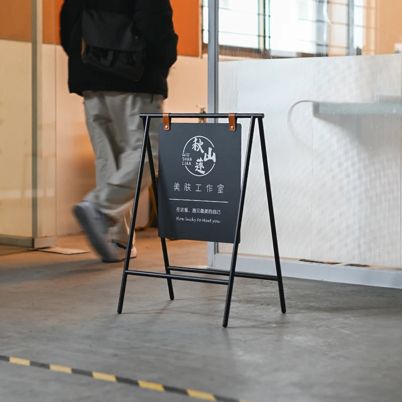 创意铁艺登陆广告牌定制折叠式A形双面展示架门店入口