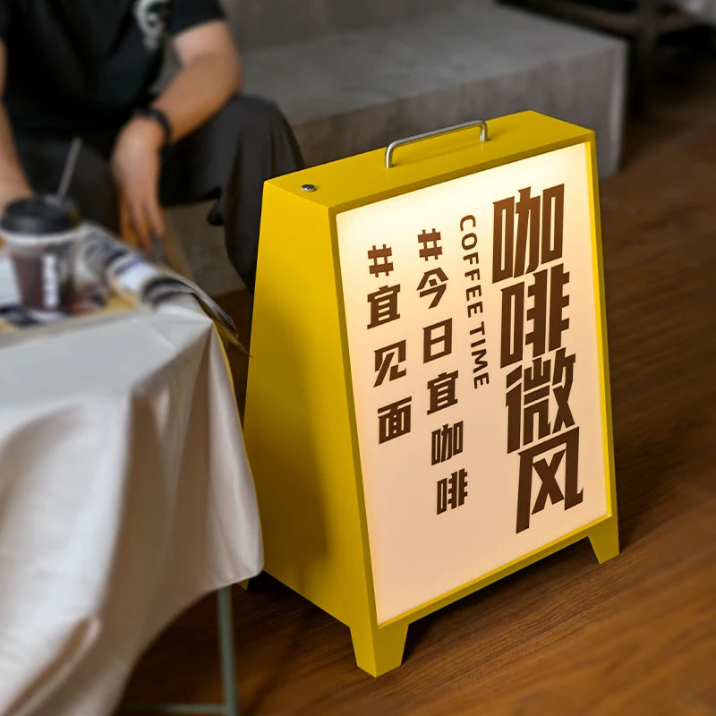 手提袋灯箱，定制户外A形人行道标志夹层板钢金属双面海报灯箱