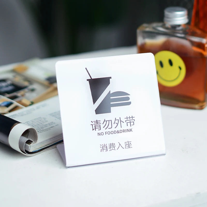 咖啡店，奶茶店，餐厅，店内桌面提示，l形亚克力logo定制