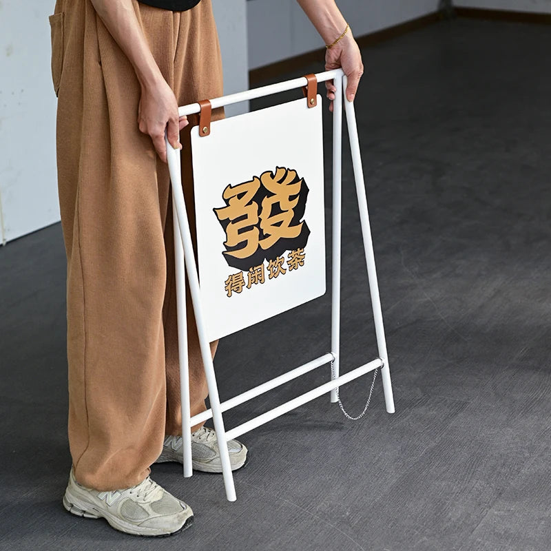 落地折叠广告牌，用于商店设计的定制金属框架标志，广告展示架