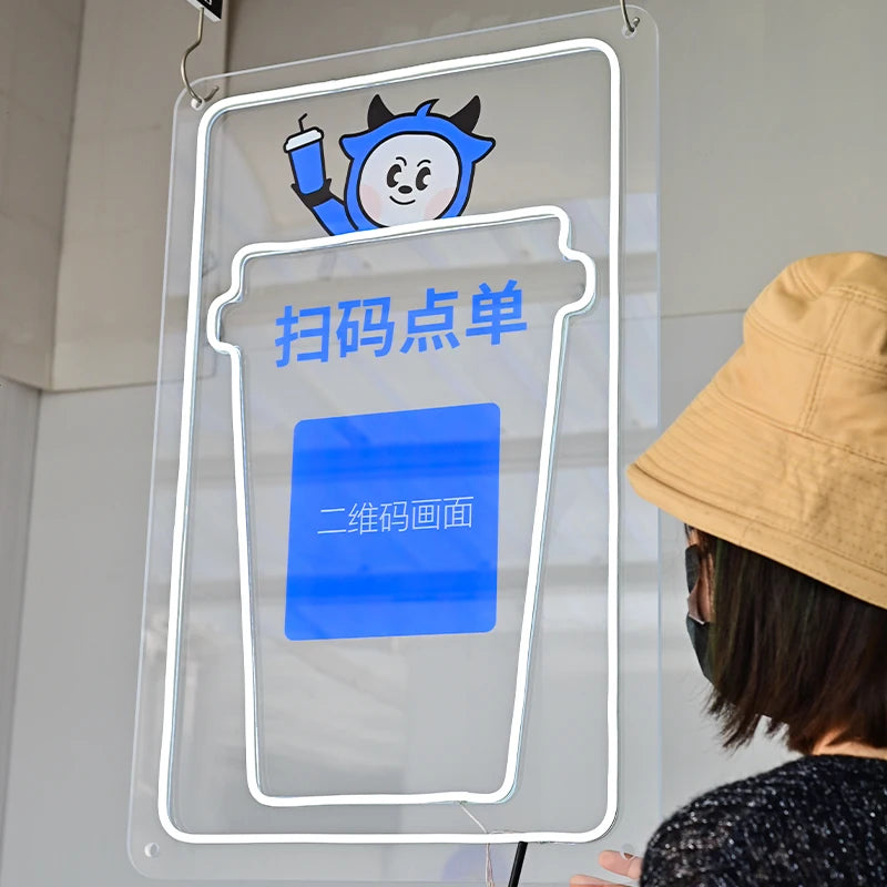 定制霓虹灯标志，导光LED，个性化墙壁标志，商店标志