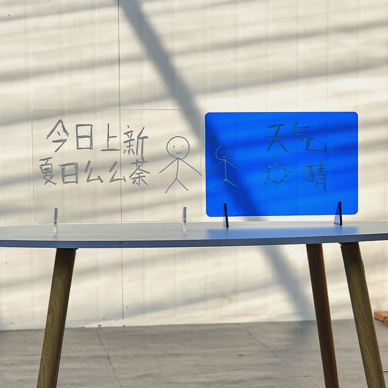 桌面亚克力手写板、留言板、记字板、带白板笔的可擦书写板