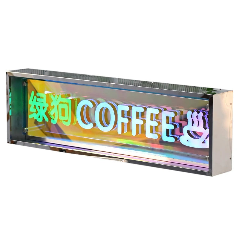 亚克力深渊镜灯箱迷你发光字符标志广告牌不锈钢框架