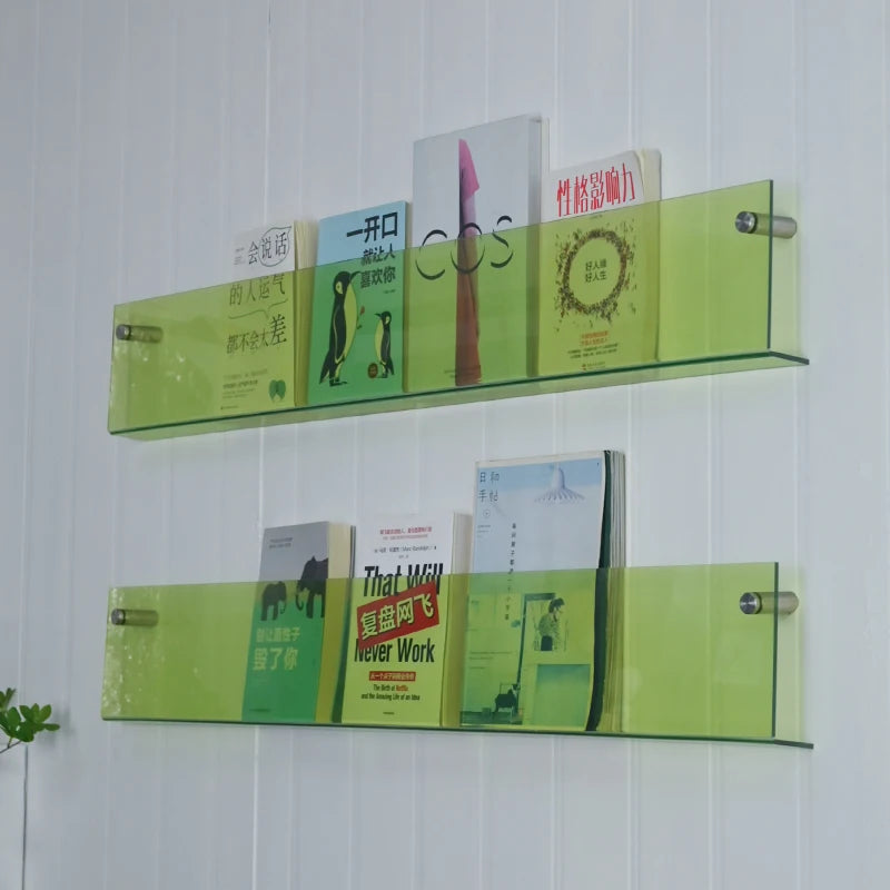 亚克力书架，可定制，亚克力展示架，简约风格，书店装饰，壁式书架，。