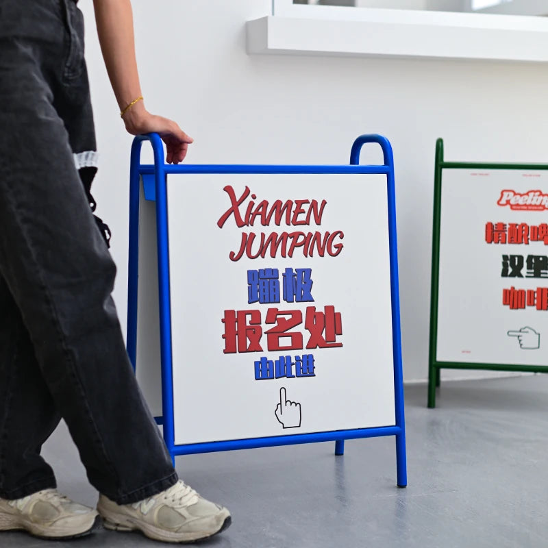 互联网名家咖啡店户外防雨双面落地式展示板