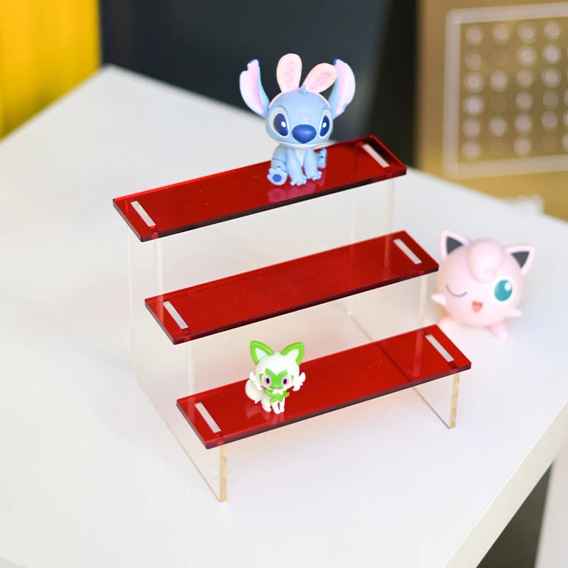 半透明红色亚克力玩具展示架组装桌面展示平台DIY组装