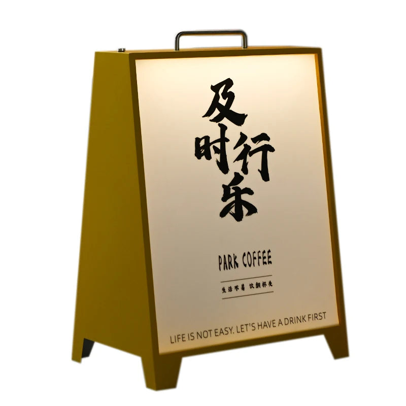 便携式灯箱，定制户外广告灯箱，落地式三色发光灯箱站立标志