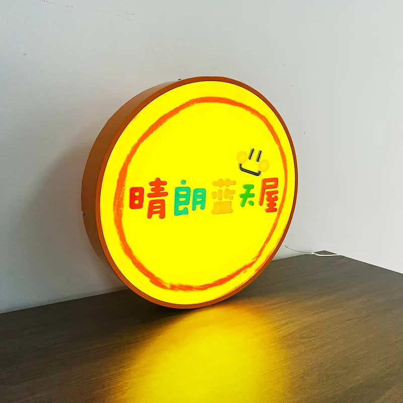商用Logo不锈钢背挂圆形灯箱Logo广告Logo定制