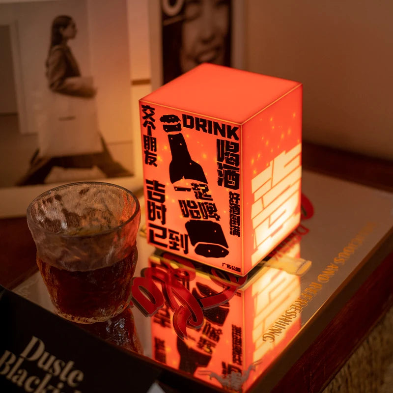 酒吧，餐厅，咖啡店，桌面照明标志，Type-C充电模式，LED亚克力灯箱定制