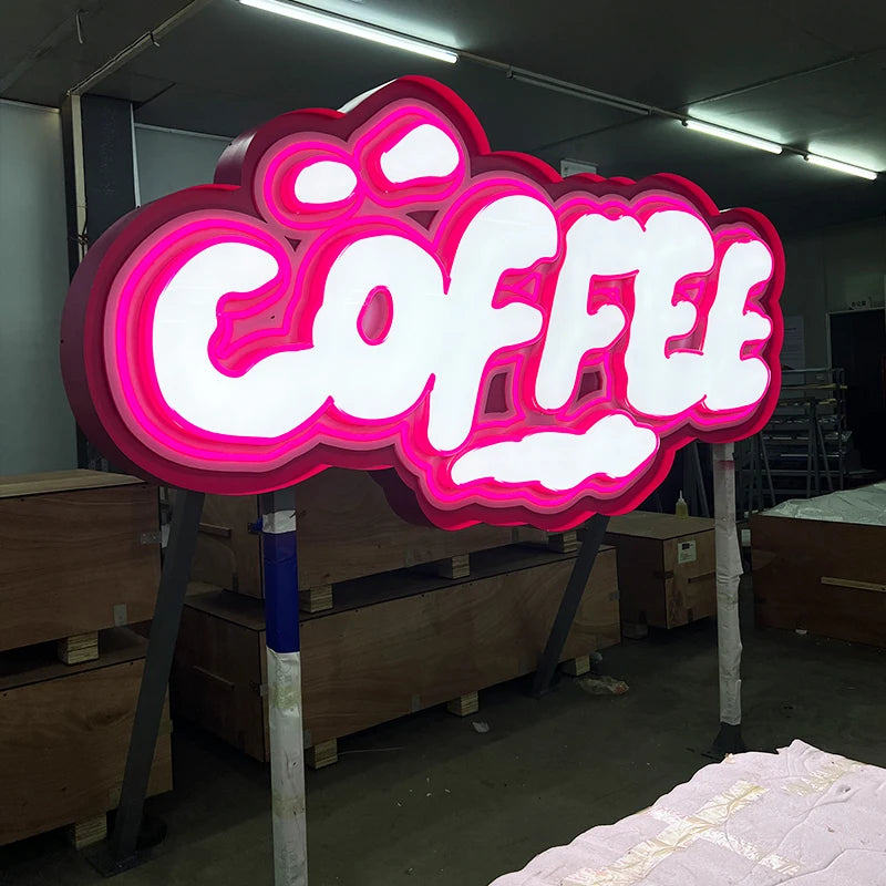 咖啡厅大型户外落地天花板创意广告发光字母logo广告logo定制